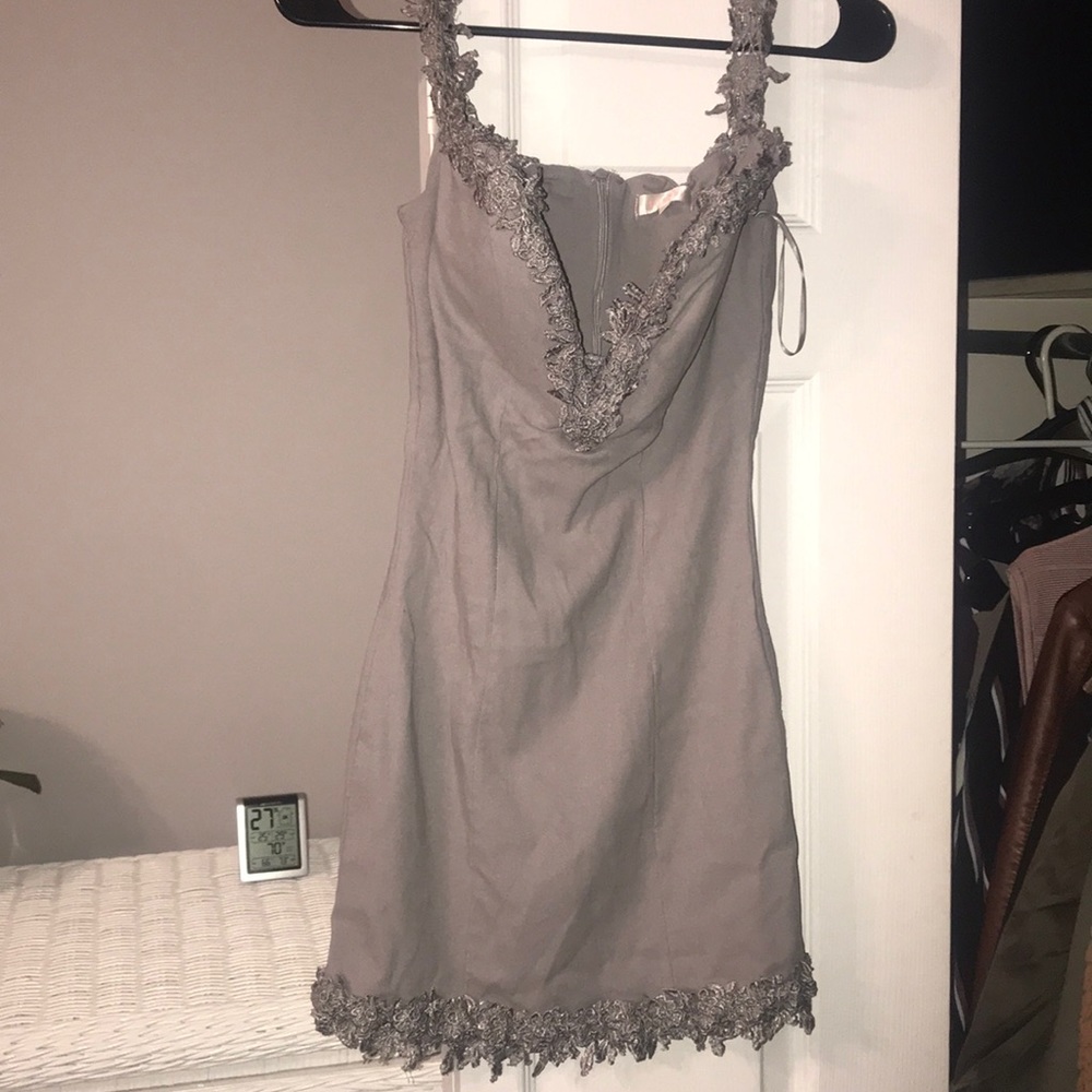 Gray boutique off shoulder dress